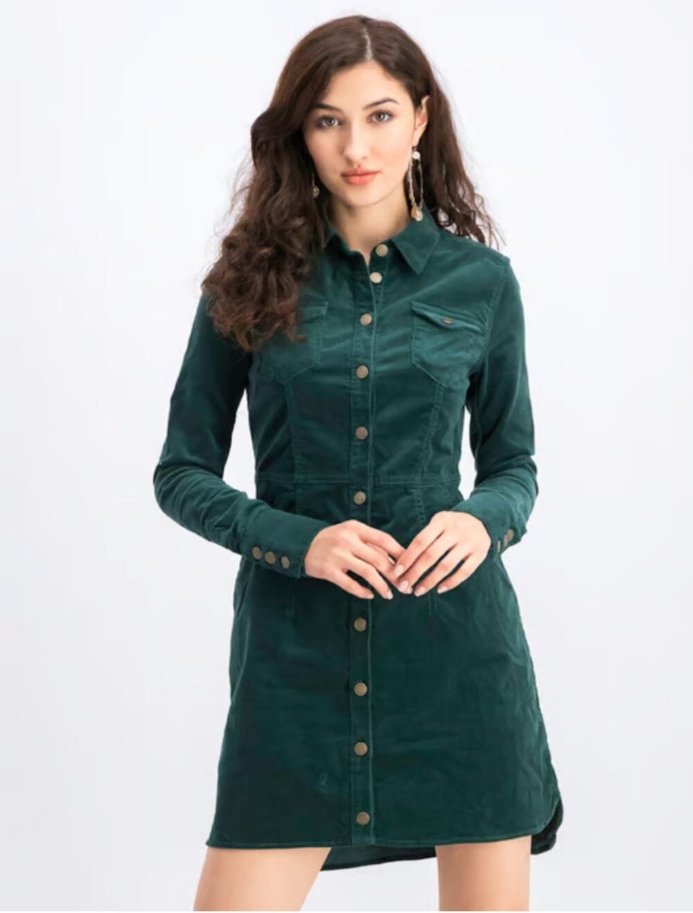 Free People Dynomite Corduroy Emerald Green Cotton Mini Dress XS